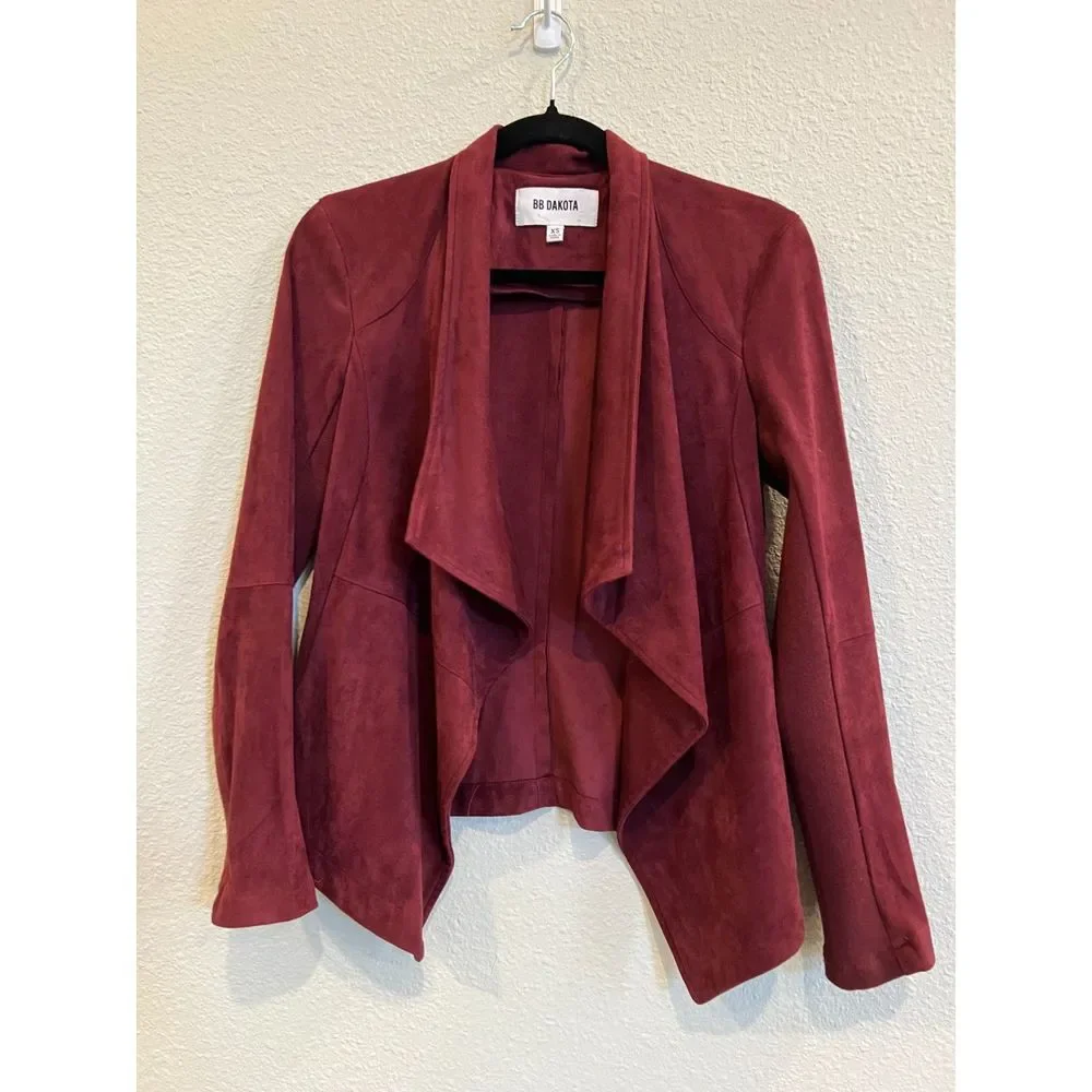 BB DAKOTA Wade Faux Suede Jacket in Cherrywood Size XS a602